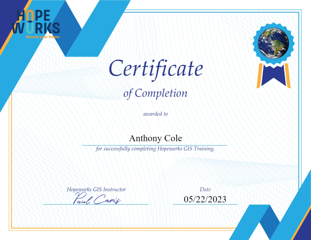 GIS Project and Certificate – Anthony Cole